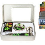 Handpfeifen-Set "Hanfblatt", mit Grinder und Ersatzsieben